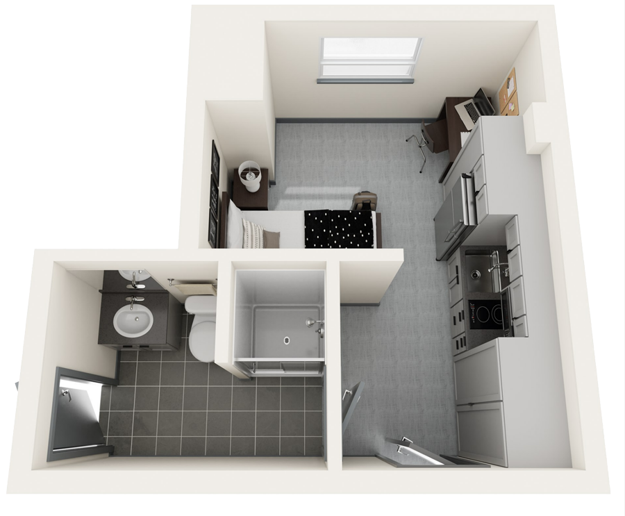 Studio Single, Semi-Private Bathroom - Lumina
